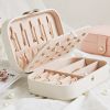 Portable Jewelry Organizer Box Travel Jewelry Case Button Leather Storage Display Box Ring Necklace Jewellery Storage Organizer