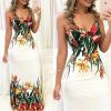 Women's Summer Beach Maxi Boho Floral Dress Sexy Strappy V Neck