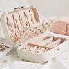 Portable Jewelry Organizer Box Travel Jewelry Case Button Leather Storage Display Box Ring Necklace Jewellery Storage Organizer