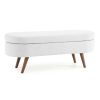 Ottoman Oval Storage Bench,Rubber Wood Legs