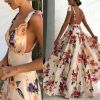 Sexy Strappy Backless Floral Print Maxi Dress Women Boho Long