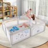 Large Baby Playpen with Pull Rings Ocean Balls and Cute Pattern