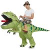 New Hot Sale Funny Child Adult Inflatable Riding Green Dinosaur Cosplay Costume Kids Fancy Dress Halloween Holiday Theme Party